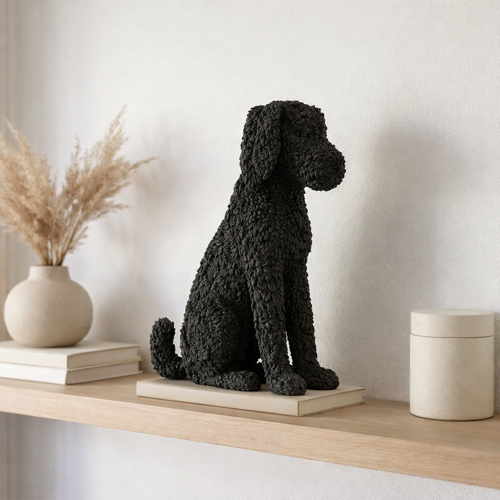 J -Liline Decoration Dog Assis - Polyresin - noir en situation