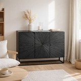 Armoire J-Line Shanil - bois/fer - noir en situation