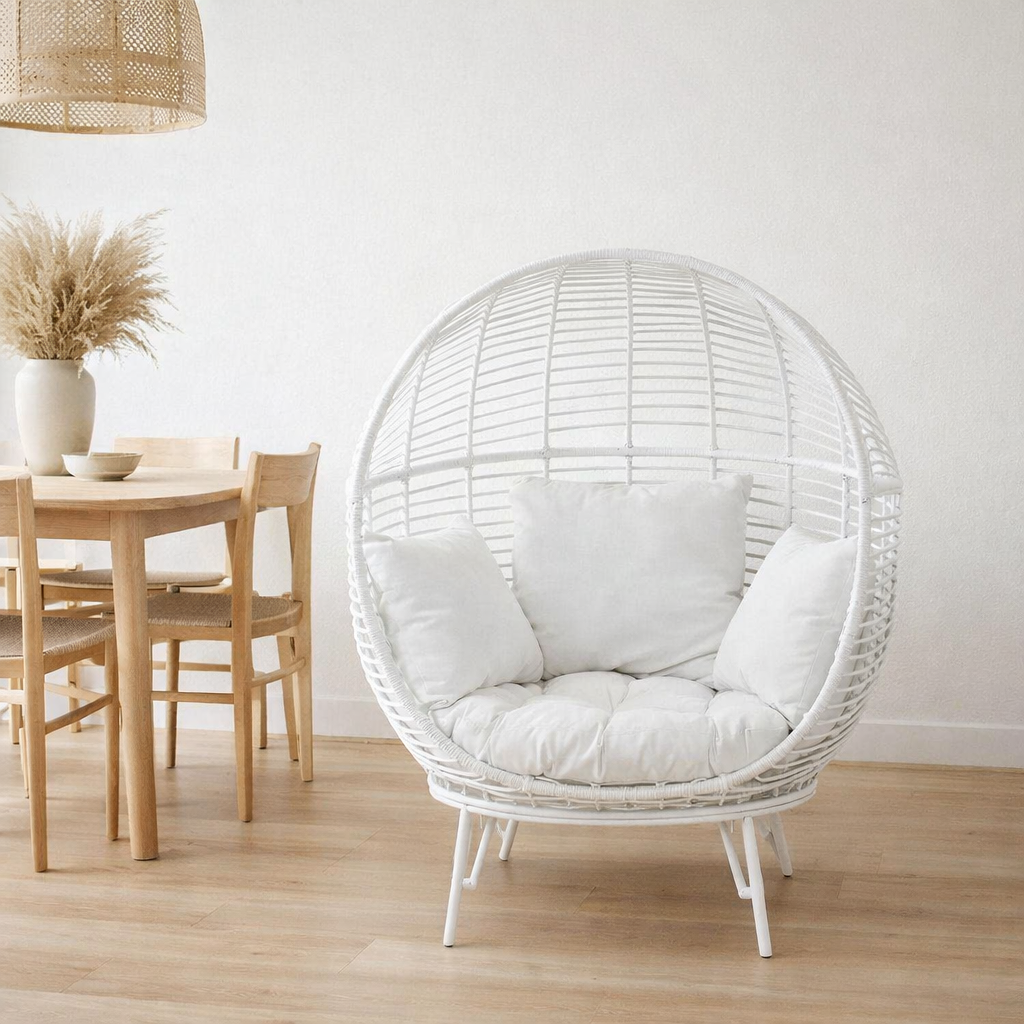 Chaise longue J-Line Ovale - acier - blanc en situation