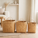 Panier J-Line Square - rotin - naturel - lot de 3 en situation