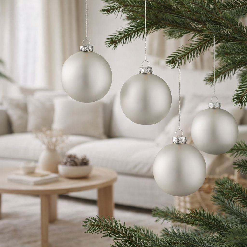J-Line Boule de Noël Uni - verre - argent mat - moyen - boîte de 4 en situation
