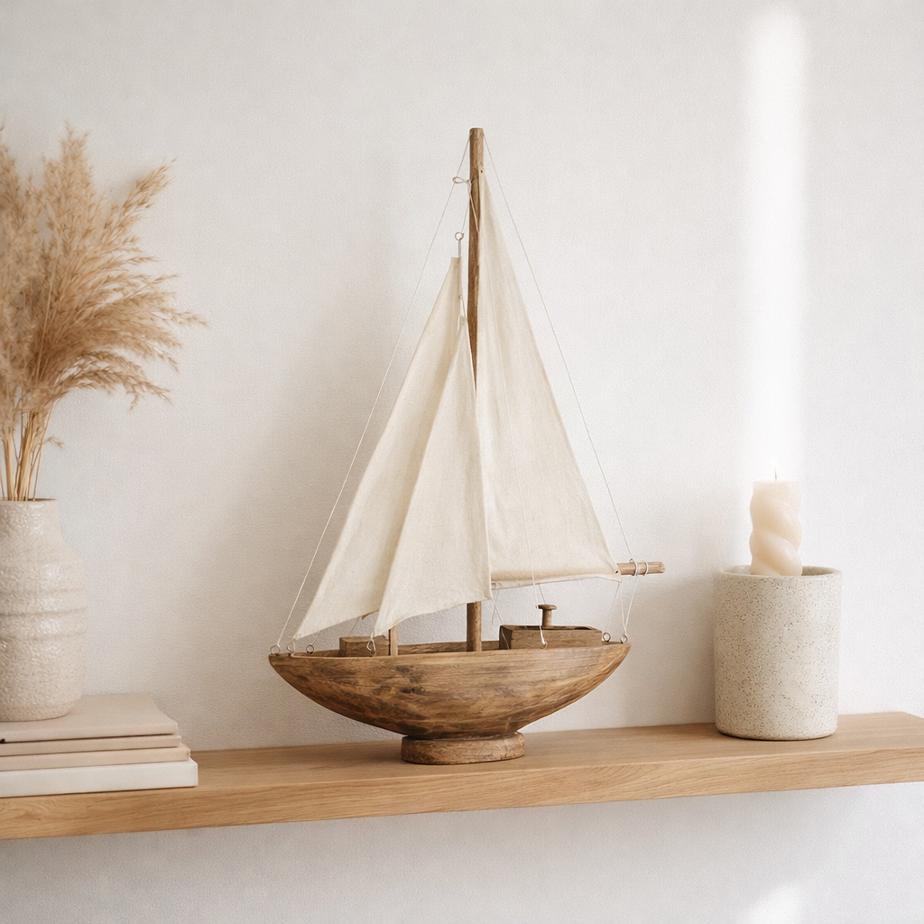 J -line Decoration Saiboat NOA - Wood - Brown - Medium en situation