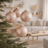 J-Line Boule de Noël Sucre - verre - rose clair - grand - boîte de 4 en situation