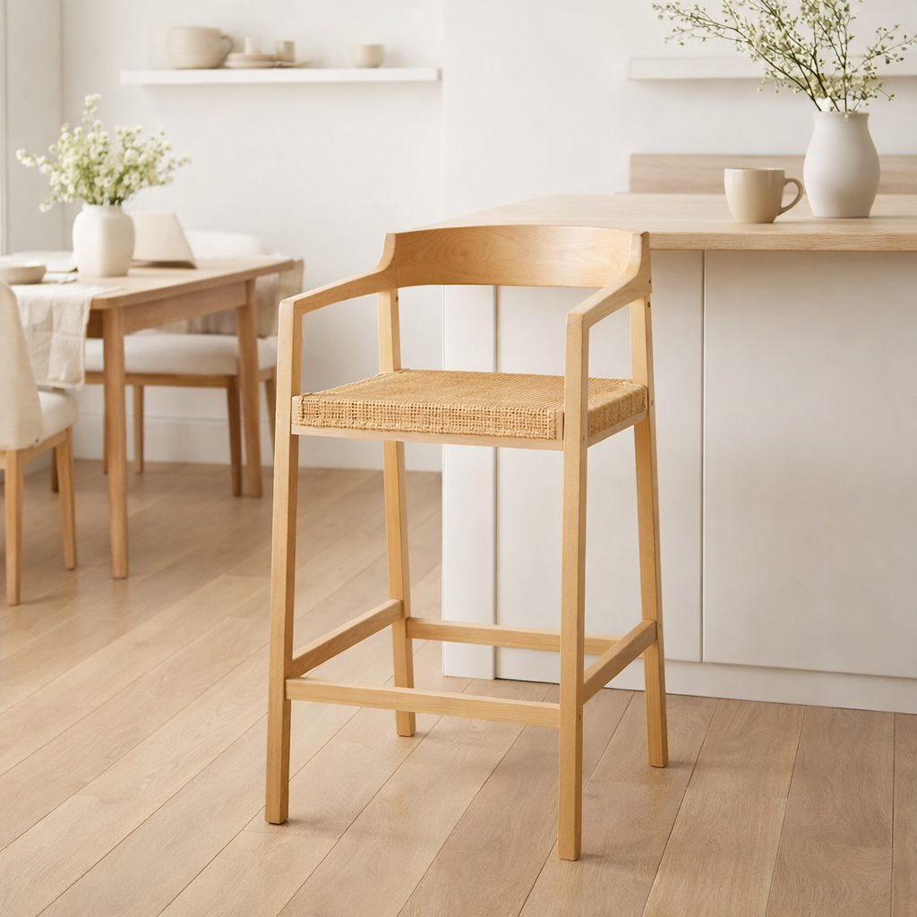 Chaise de bar J-Line Emma - bois - naturel en situation