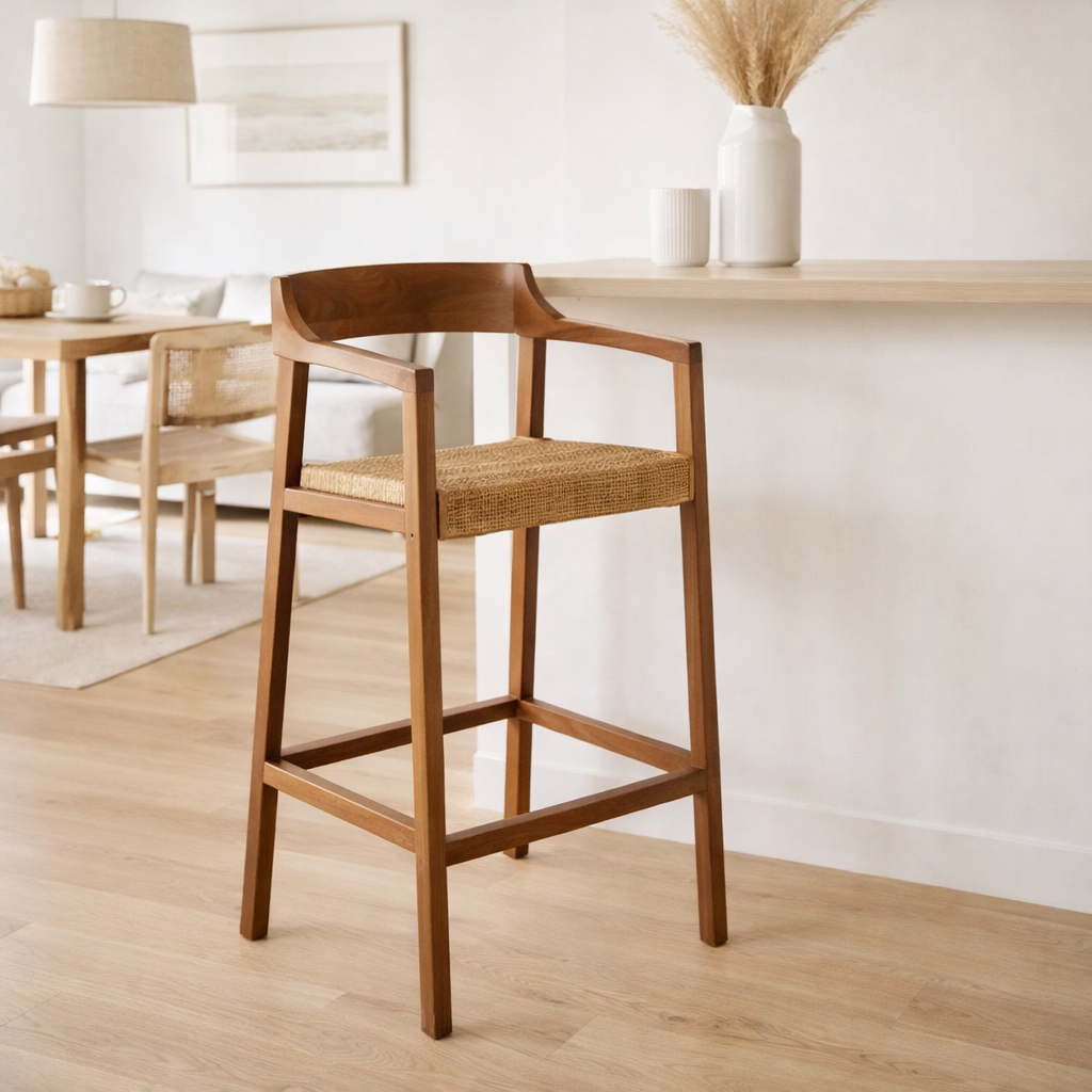 Chaise de bar J-Line Emma - bois - marron en situation