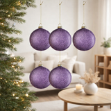 J-Line Boule de Noël Perles - verre - violet - grand - boîte de 4 en situation