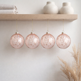 J-Line Boule de Noël Branches - verre - rose clair - grand - boîte de 4 en situation