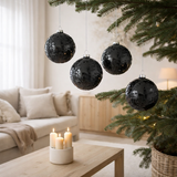 J-Line Boule de Noël Perles - verre - noir - boîte de 4 en situation