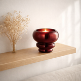J -Liline Tealight Holder / Vase Julia - Glass - Dark Red - Ø 15,5 cm en situation