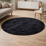 Tapis J-Line Rond Fait Main - viscose - noir en situation