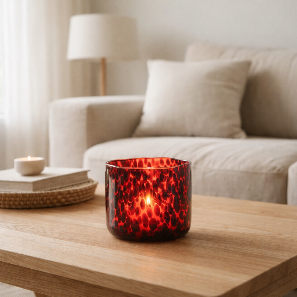 Lanterne J-Line Spotted - verre - rouge/noir - moyen en situation