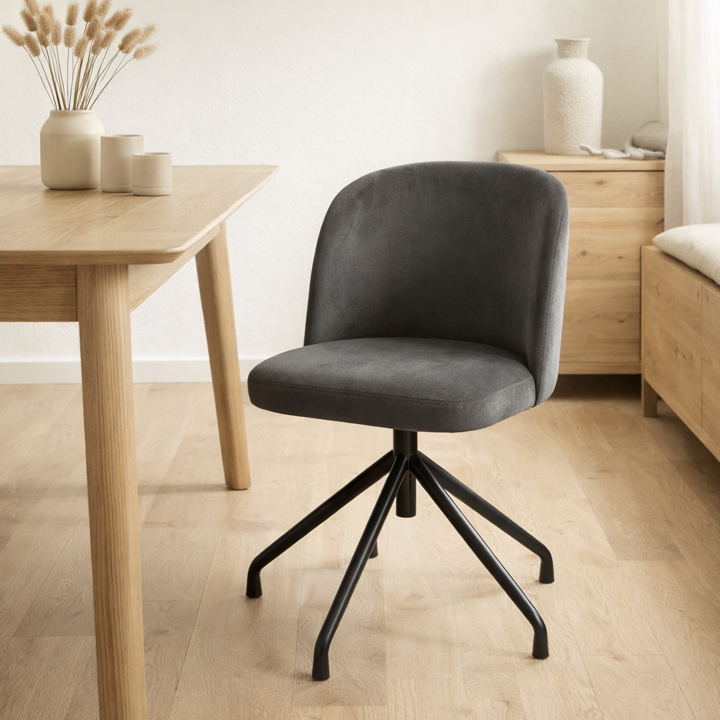 J-Line Chaise Turn/Up/Down Velours Gris Foncé en situation