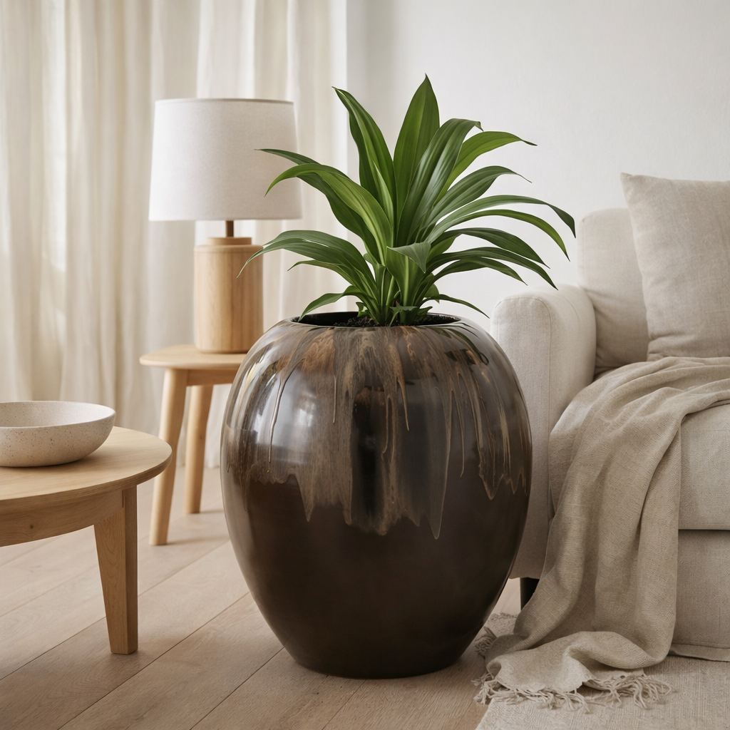 J -line Flowerpot - Céramique - Brown - Grand - Ø 50 cm en situation