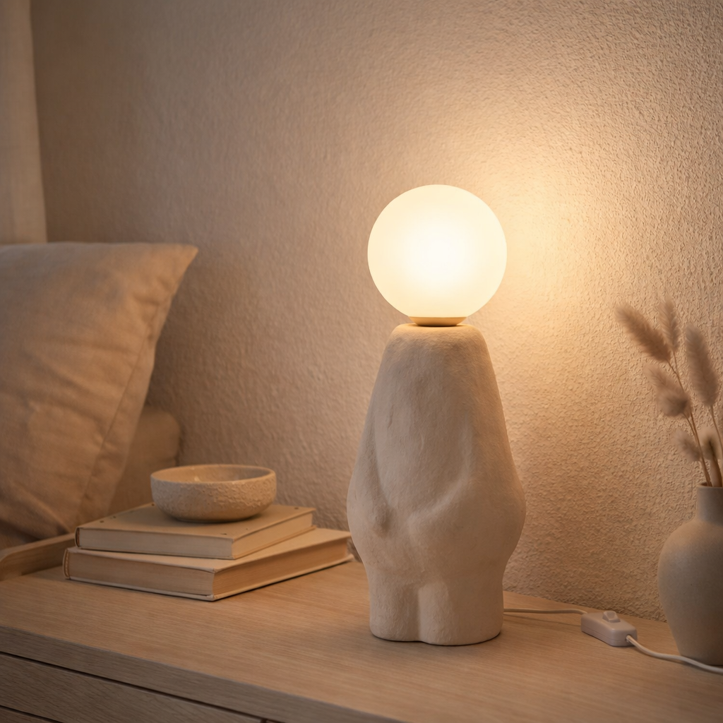 J-Line Table Lamp Globe - Verre / Céramique - Beige en situation