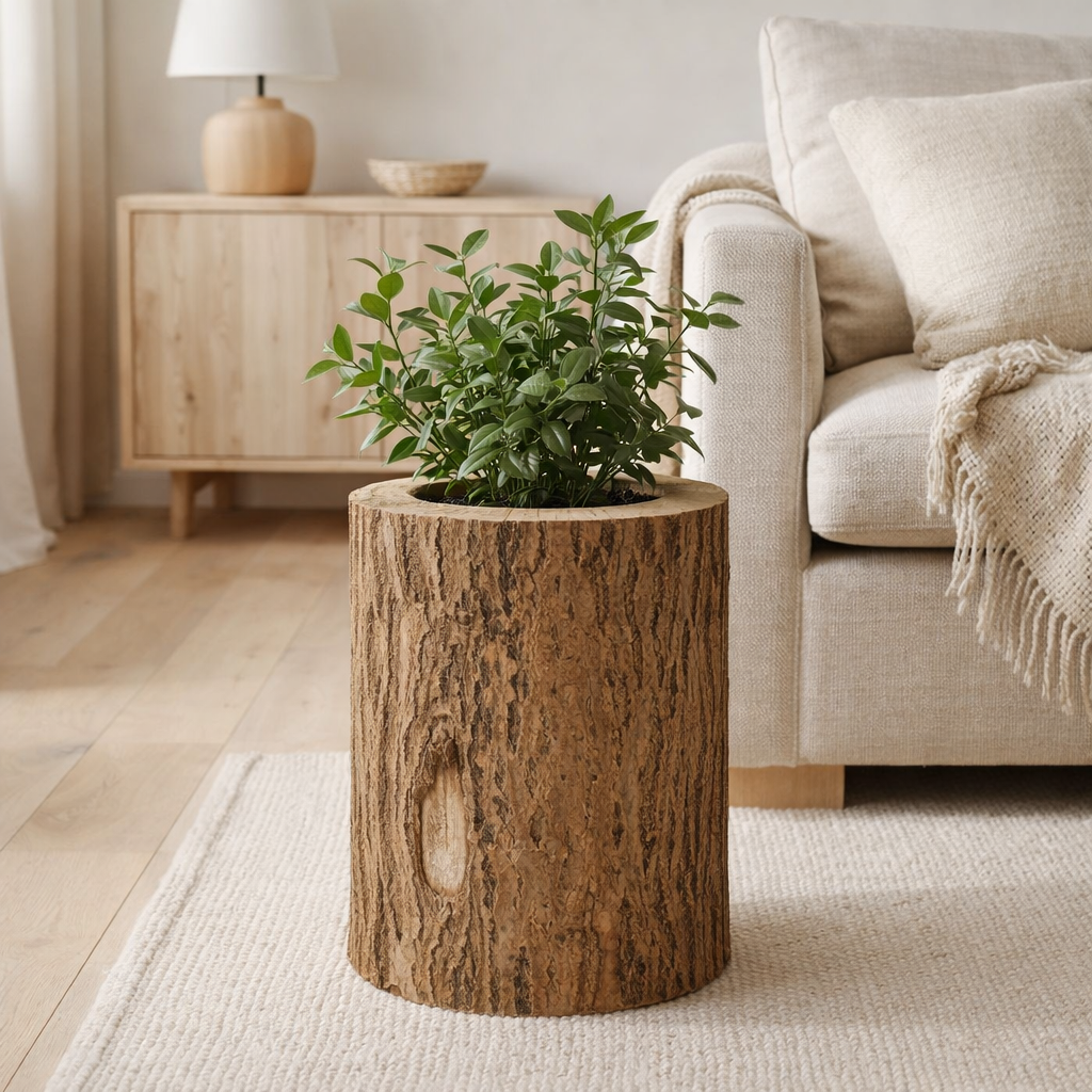 J -line Flowerpot Berk - Wood - Natural - Grand - Ø 28 cm en situation