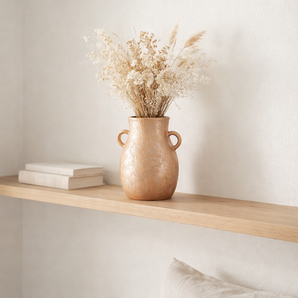 J -Line Vase Amphore Terra - Céramique - Pink / Gold - Small - 30 cm de haut en situation