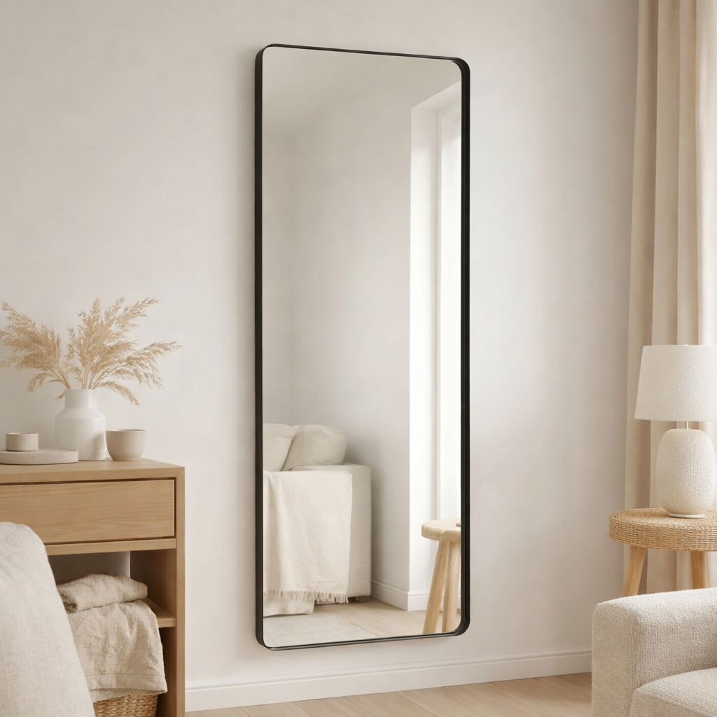 J -line Spiegel Markus - Metal / Glass - Black - Grand - 180 x 80 cm en situation