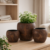 Pot de fleur J-Line Round Terra - céramique - marron - grand - Ø 24 cm en situation