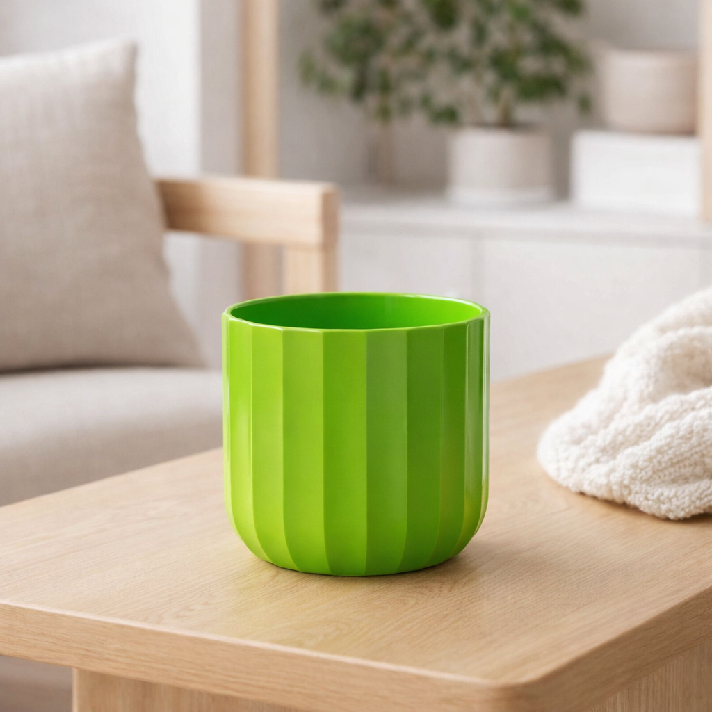 Pot de fleur J-Line Summer - céramique - vert - moyen - Ø 15 cm en situation