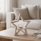 J-Line photophore Star - bois - marron/blanc en situation