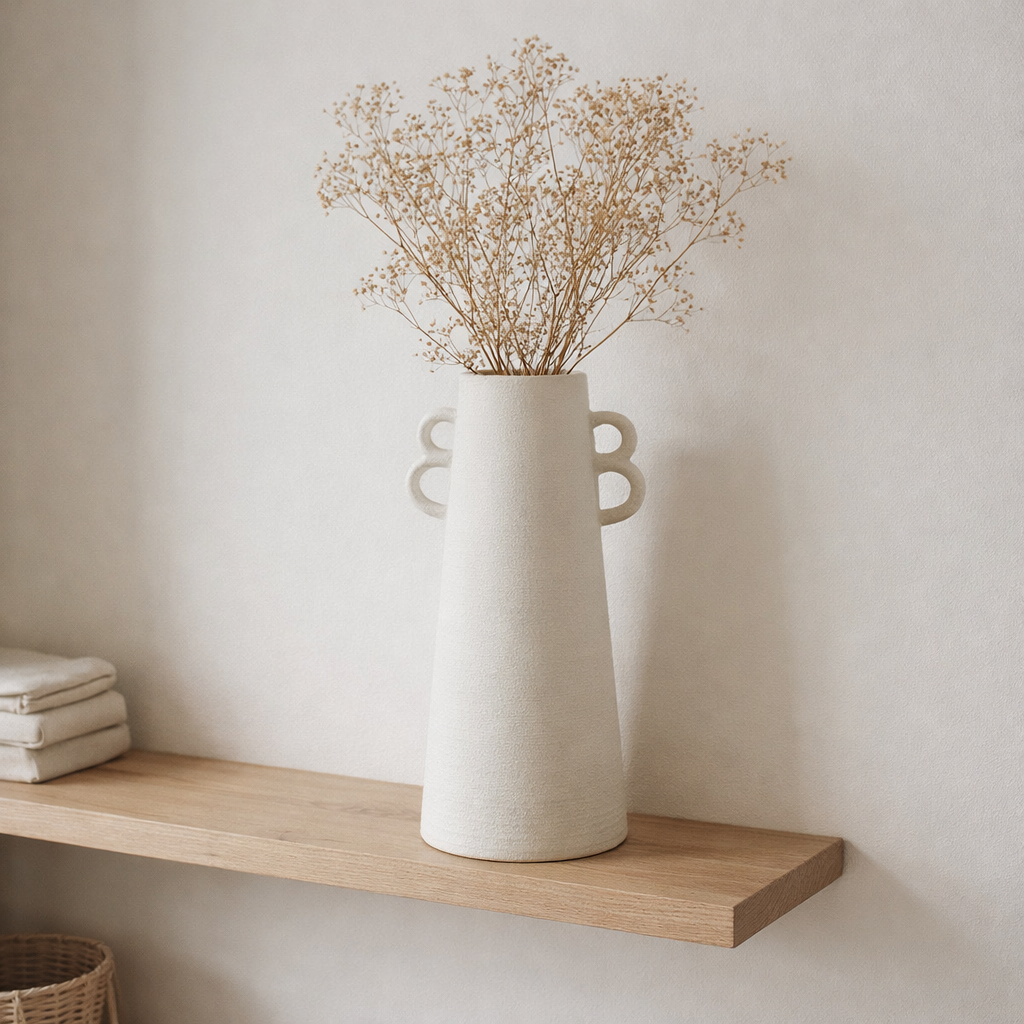 J -line Vase Kegel - Céramique - Blanc - Small - 44 cm de haut en situation