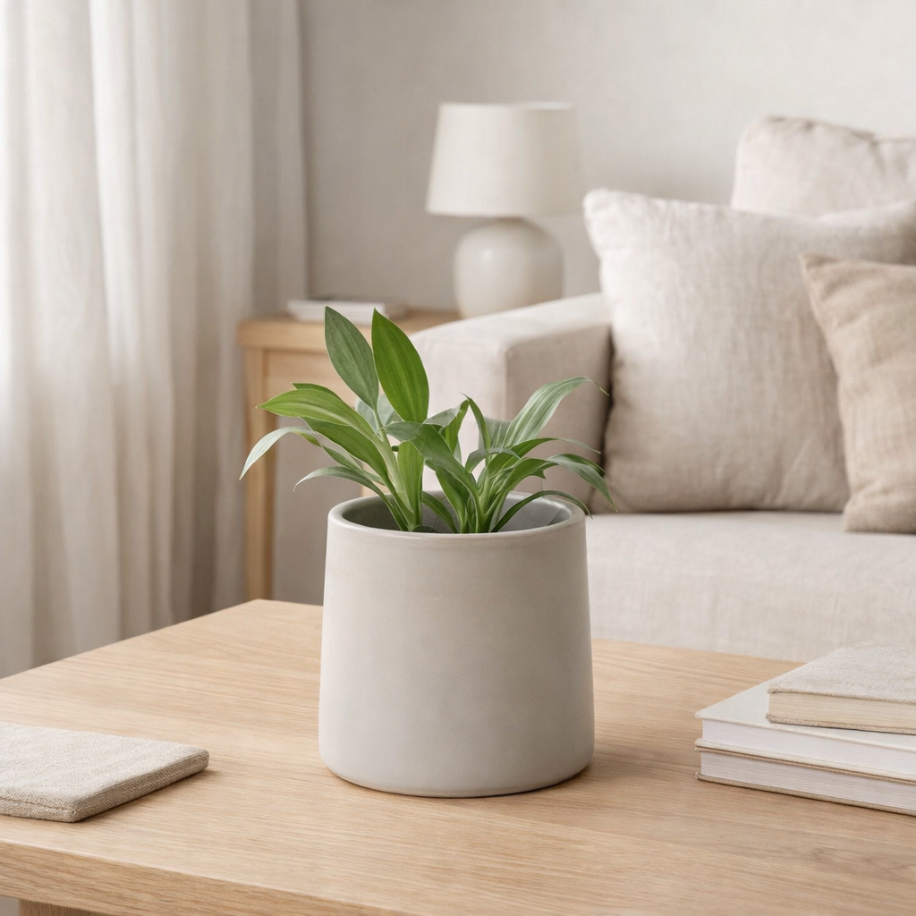 Pot de fleur J-Line Rond - céramique - gris - S - Ø 18 cm en situation