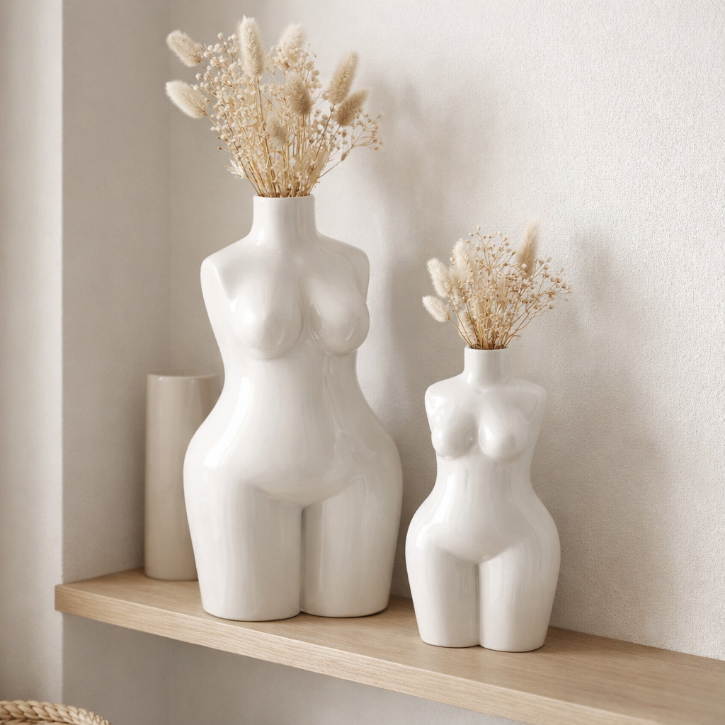 Vase J-Line Woman Body - polyrésine Glossy - blanc - grand en situation