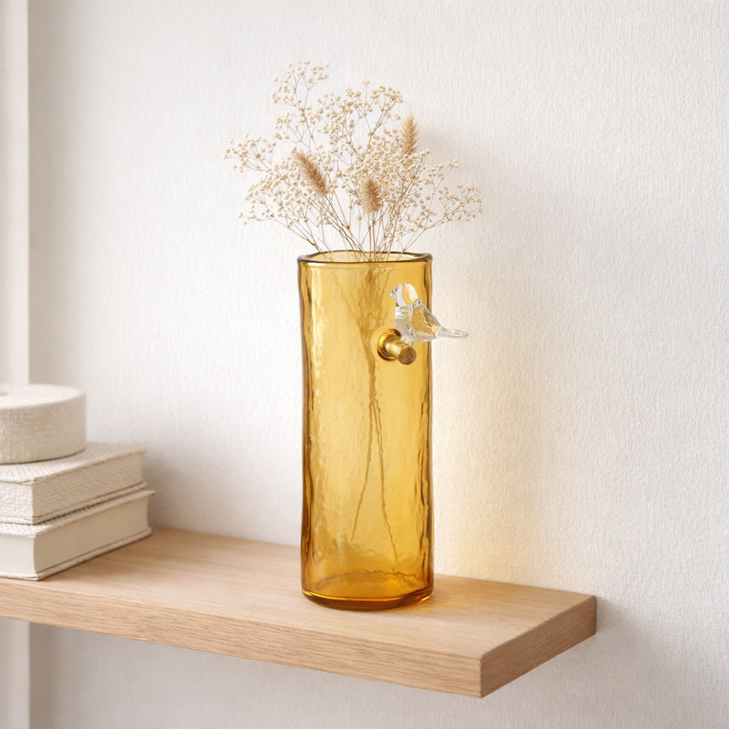 J -line vase long oiseau - verre - oser - petit - 27 cm de haut en situation
