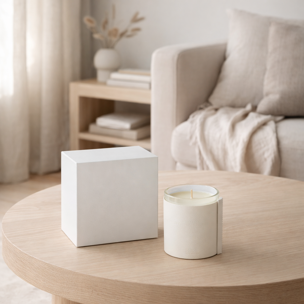 Bougie parfumée J-Line Leder - Raisin Blanc - verre - blanc - 40U en situation