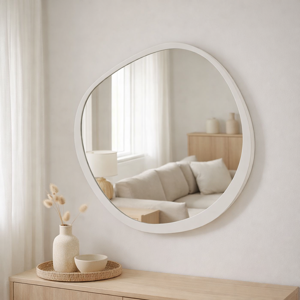 J -line Spiegel - Metal / Glass - White - Grand - Ø 86,5 cm en situation