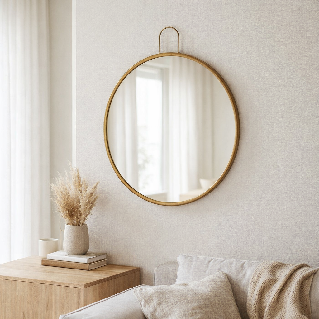 J-Line Spiegel Anto - Glas - Goud - Small - 60,5 x 71 cm en situation