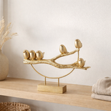 J-Line Decoration Bird sur Tak Sokkel - Polyresin / Metal - Gold en situation