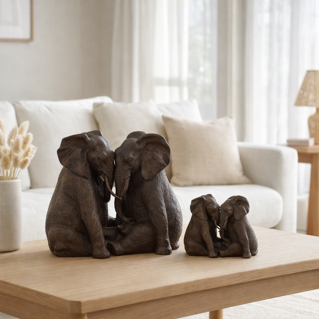 J -line Figure Couple Elephant - Polyresin - Brown foncé - grand en situation