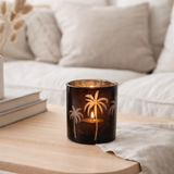 Photophore J-Line Palmier - verre - marron - petit en situation