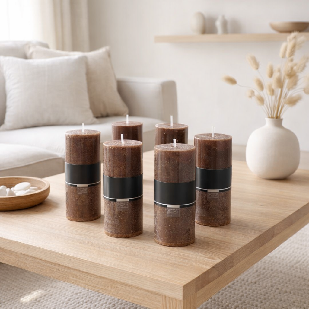 Bougie cylindrique J-Line - marron - grande - 52U en situation