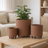 J -line Flowerpot Thibault - Céramique - Brown - Grand - Ø 26,5 cm en situation