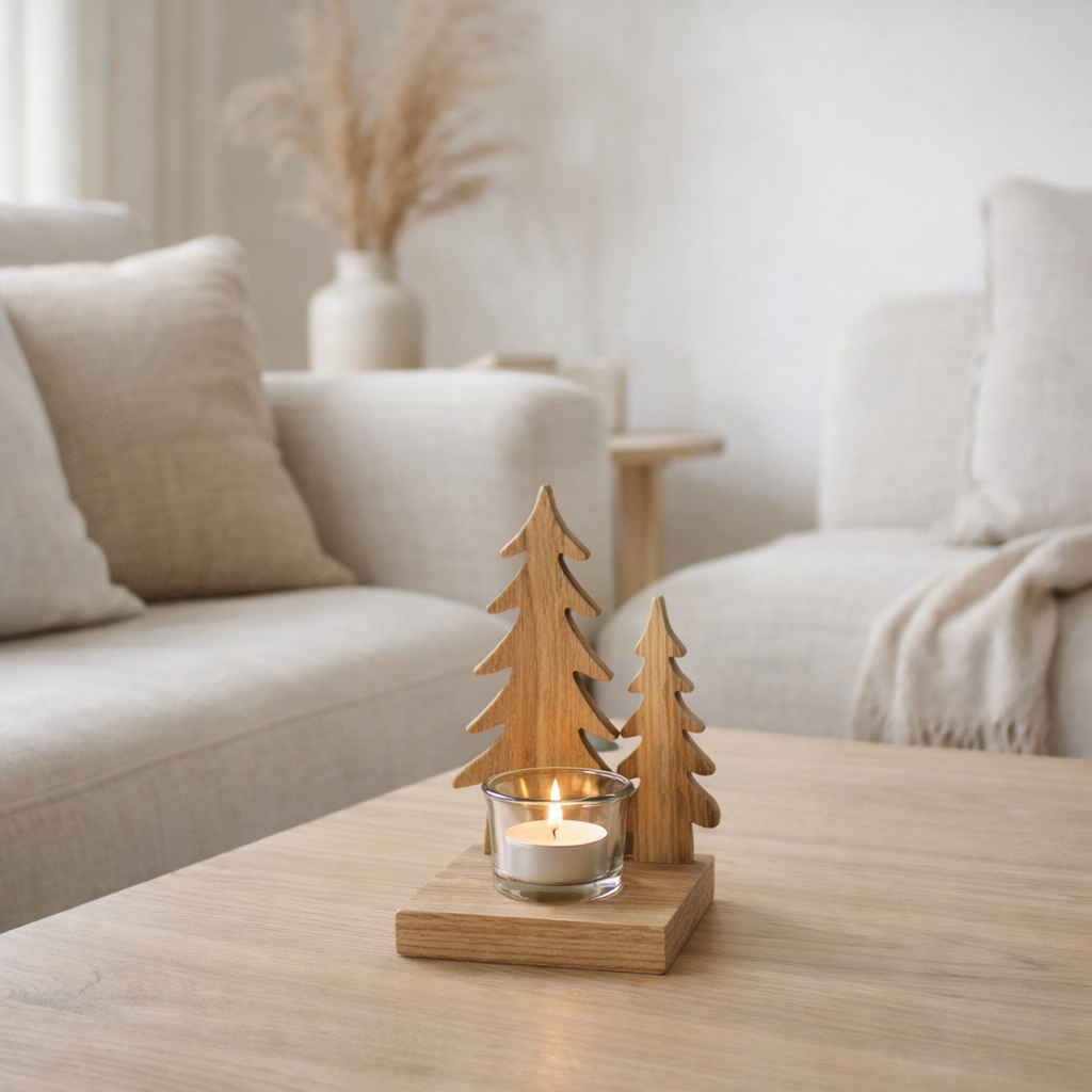 Photophore J-Line 2 Arbres - bois - naturel en situation