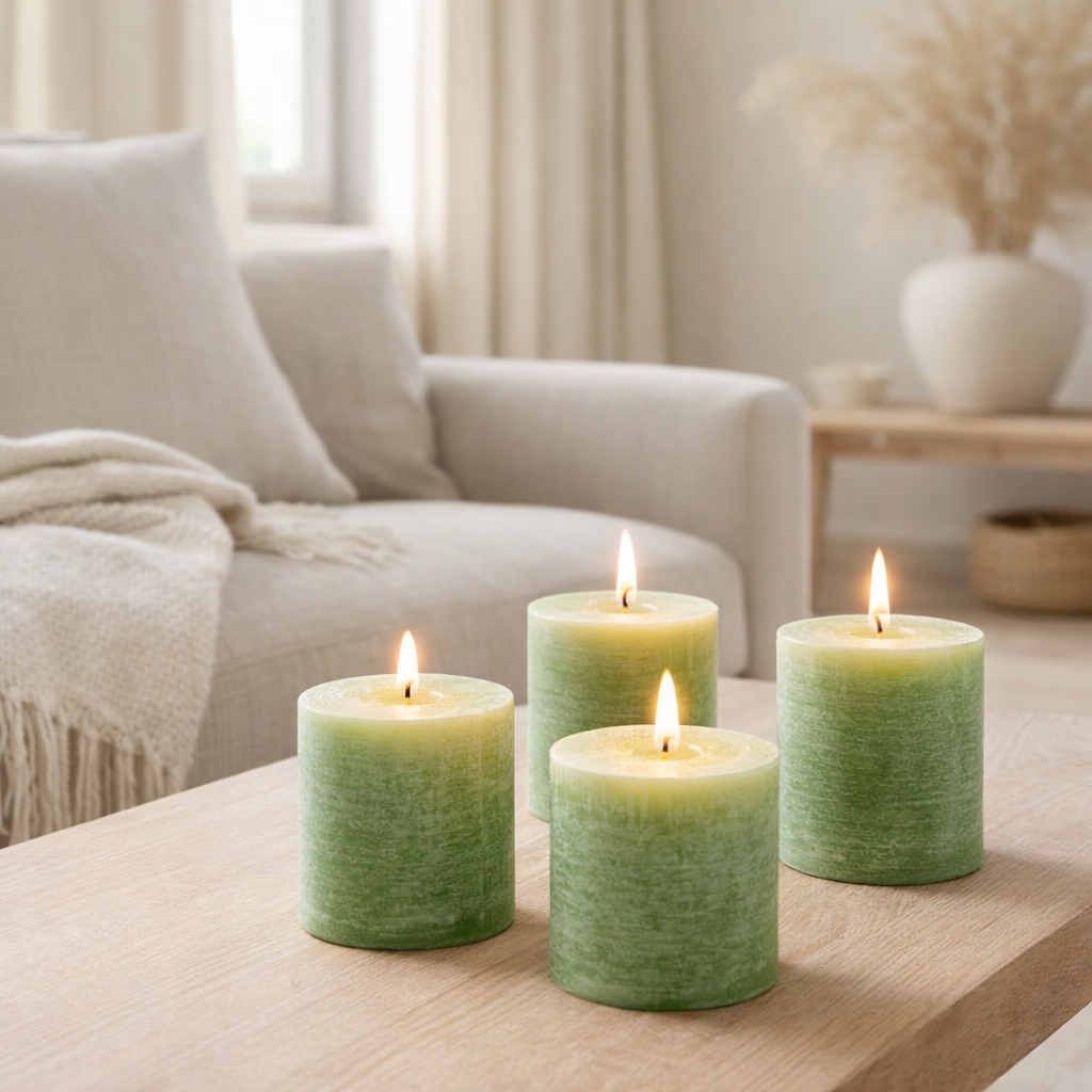 Bougie cylindrique J-Line - vert clair - 65U en situation