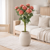 Rose bouquet J-Line 12 têtes - plastique - rose en situation