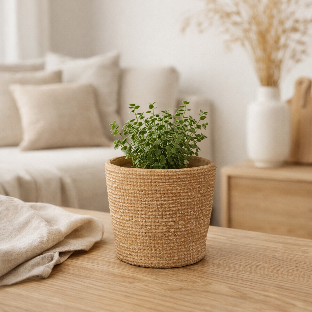 Pot de fleur J-Line Bistro - ciment - naturel - S - Ø 12,5 cm en situation