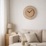 J-Line Klok Wonder - Rotan - Naturel / Wit - Small - Ø 40 cm en situation