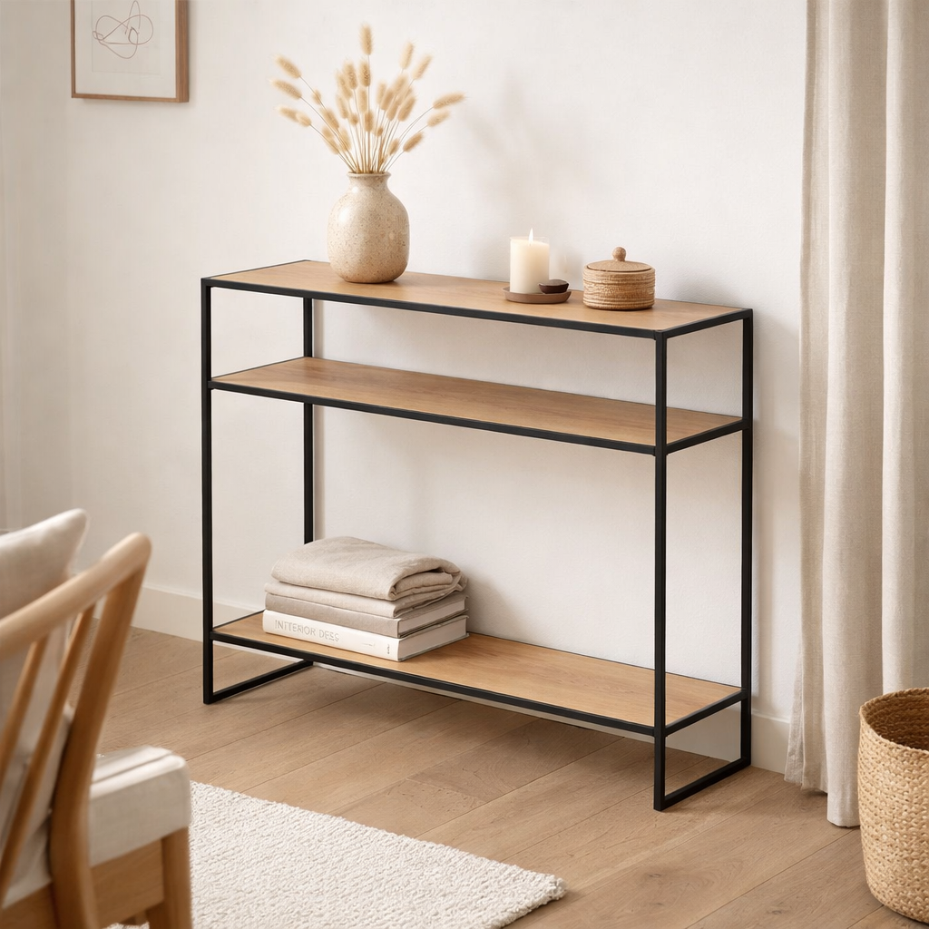 Console J-Line Zigzag Wood / Metal Naturel / Black en situation