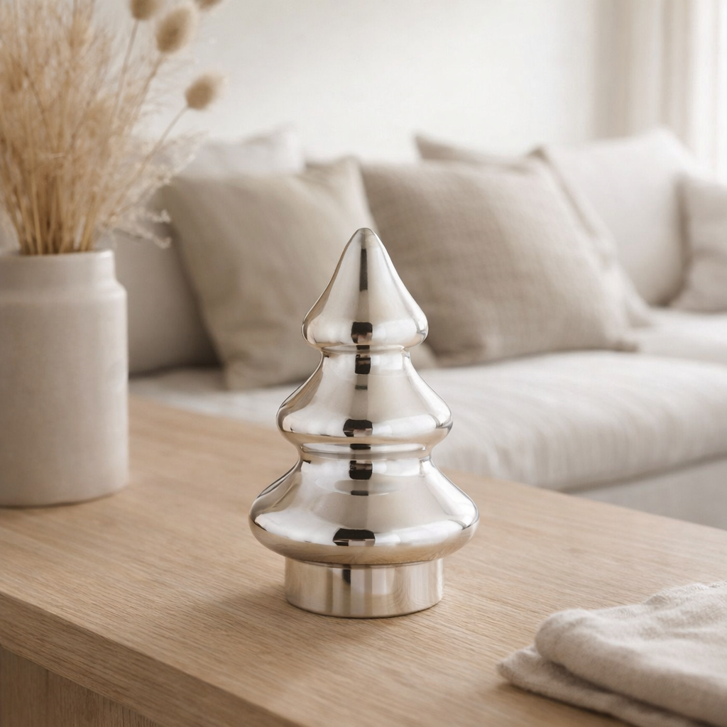 J-Line décoration sapin de Noël - verre - argent - petit en situation