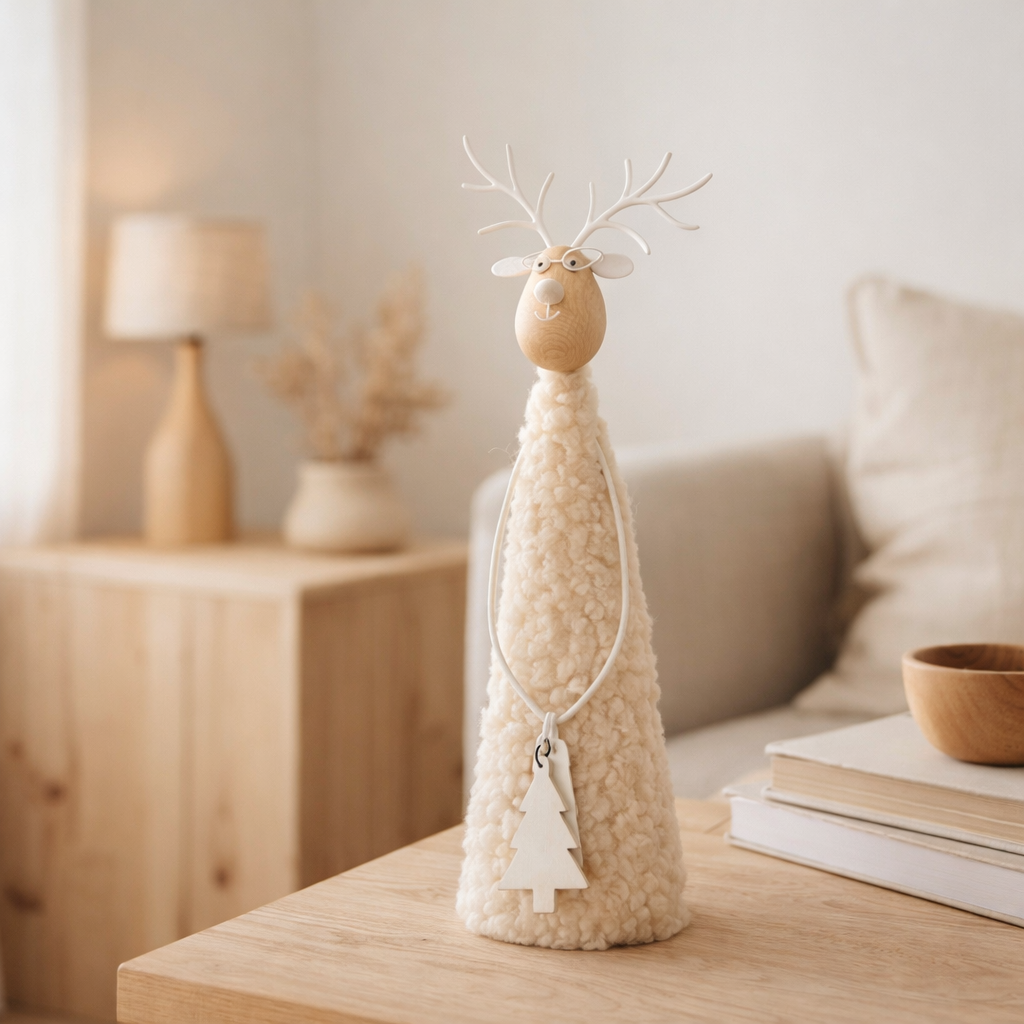 J -Line Figure Rendeer déco Teddy - Metal / Wood - Beige / Naturel - Small en situation