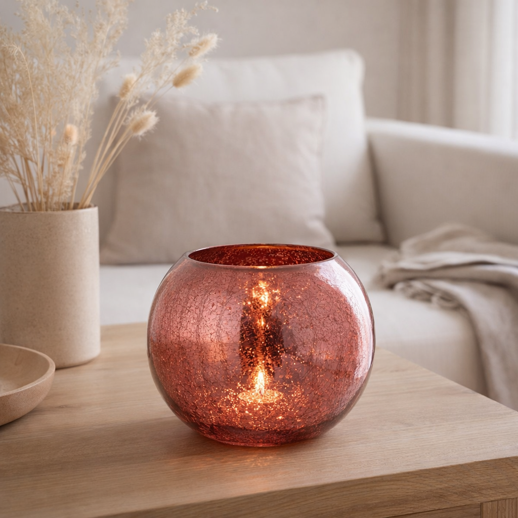 J -Liline Tealight Holder Bal Capelé - Glass - Pink - Large en situation