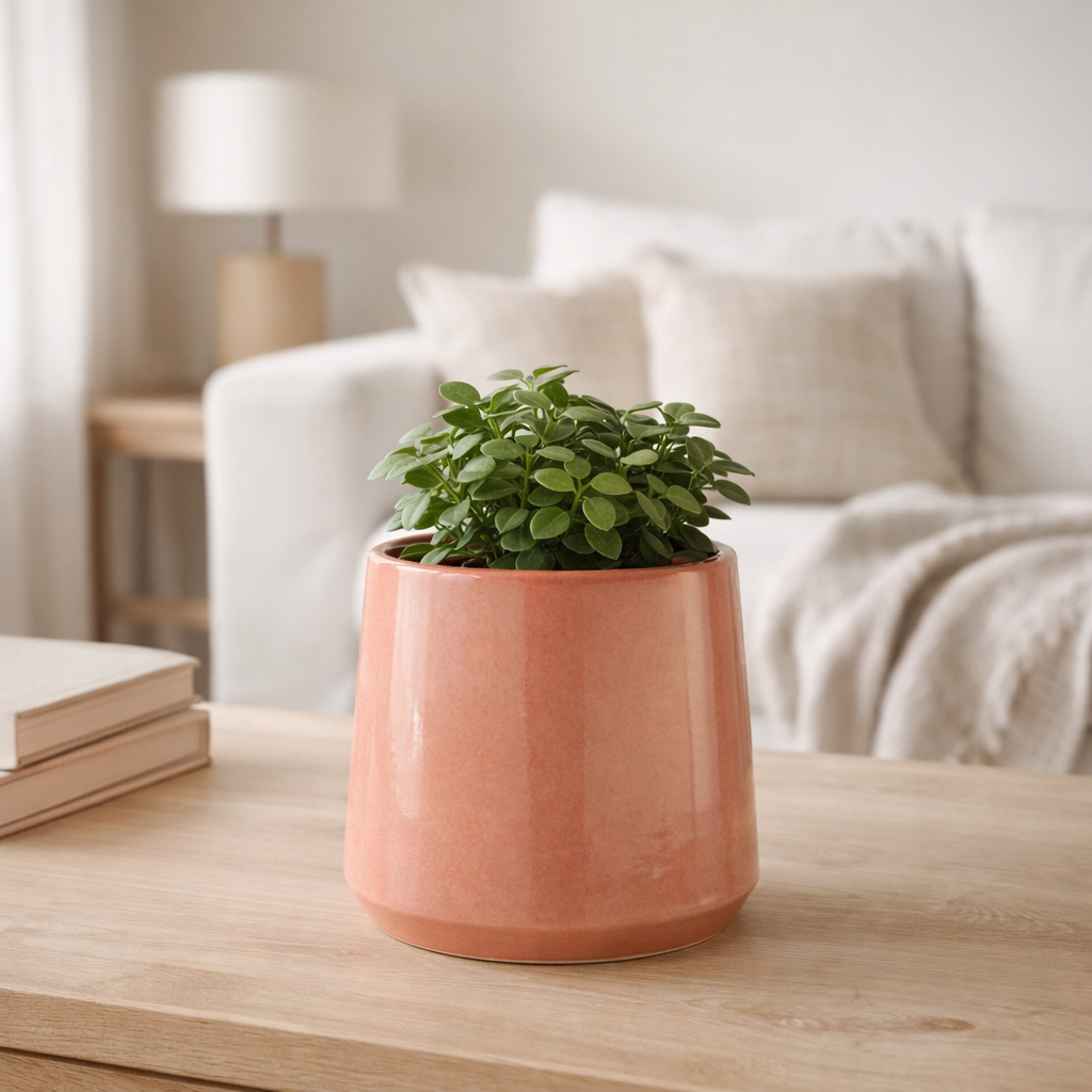 J -line Flowerpot Round - Ceramics - Pink - Medium - Ø 24 cm en situation