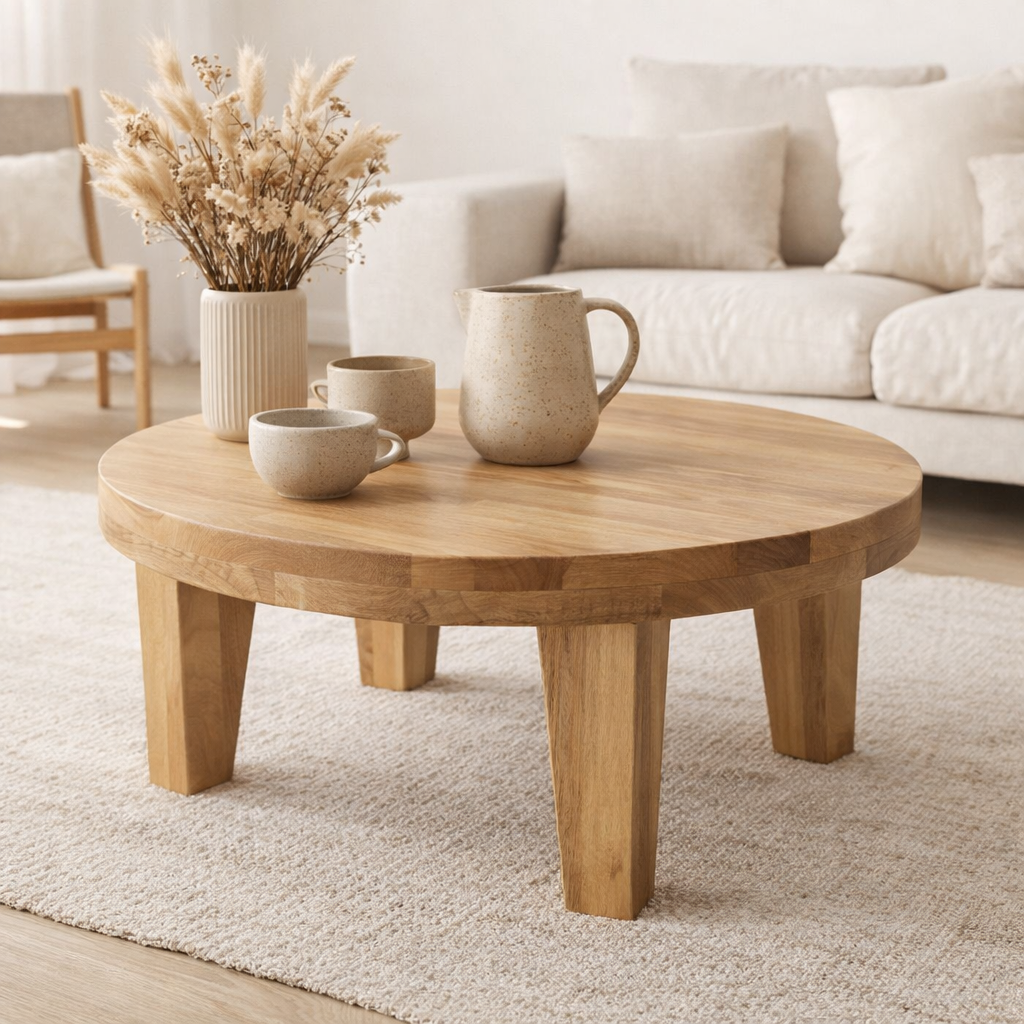 Table basse J-Line Ronde Mango - bois - naturel en situation