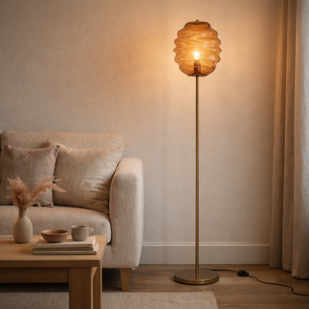 Lampadaire J-Line Bijenkorf - verre - marron en situation