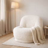 J-Line zetel Teddy Bouclé - velvet - wit en situation