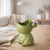 J -line flowerpot grenouille ouverte bouche Dolomite - Céramique - Green - L en situation